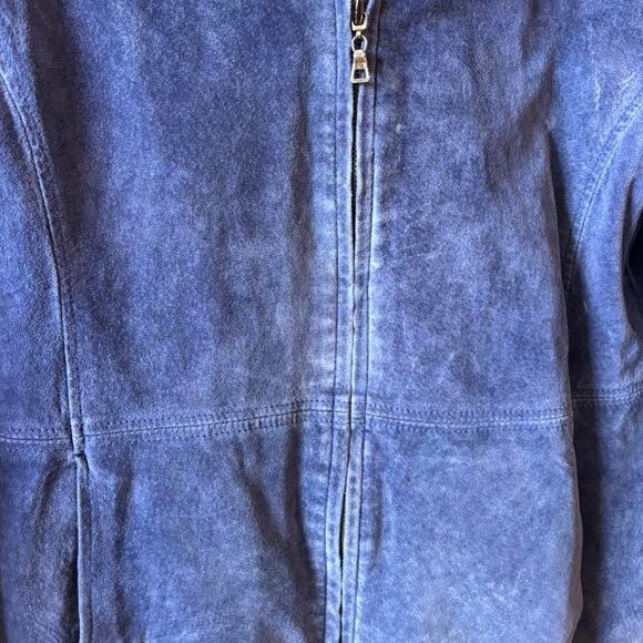 Purple Suede Look Zip Jacket Soft Moto Style Y2K Minimalist Size PL - Picture 7 of 8